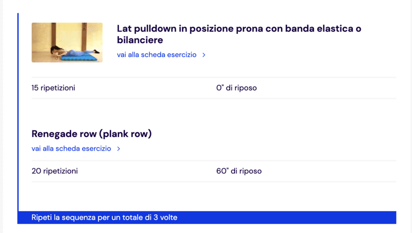 Anteprima allenamento dorsali : livello 1 : casa ironmanager