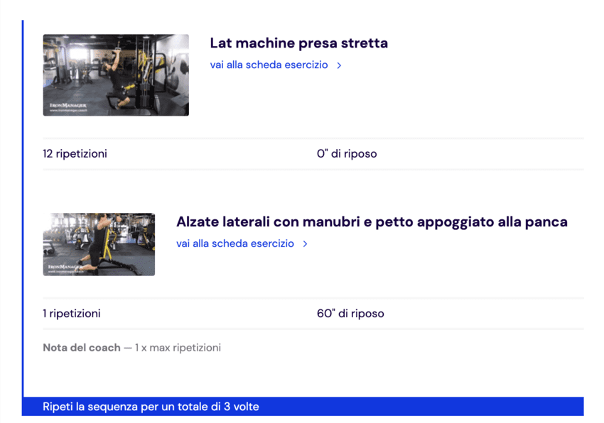 Anteprima allenamento dorsali : livello 1 : palestra ironmanager