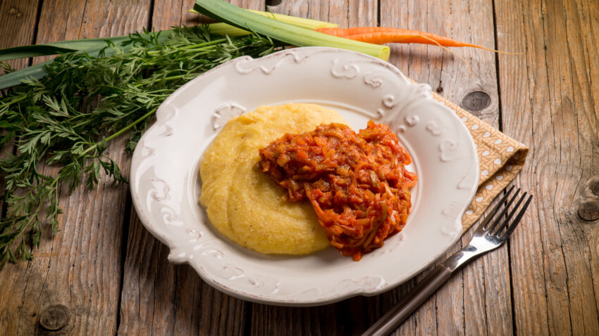 Polenta with leek and tomato sauce 2023 11 27 04 50 09 utc 1