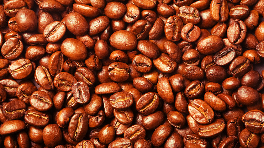 Close up of the aromatic coffe beans